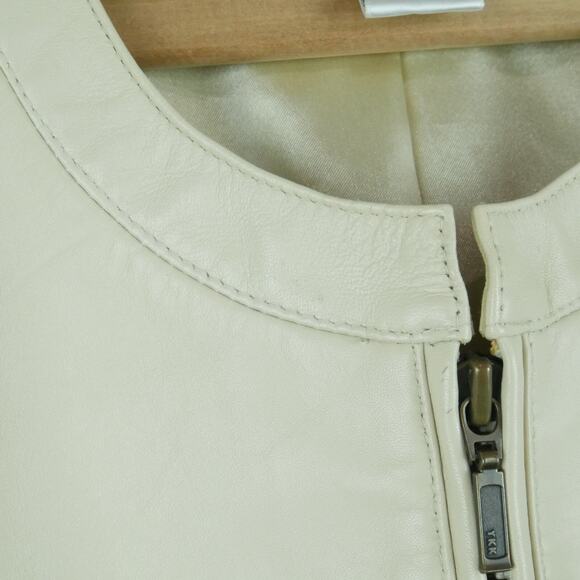 Cache Size 6 Top Lamb Leather Waistcoat Vest Minimal Old Money Fitted Neutral - Picture 4 of 12